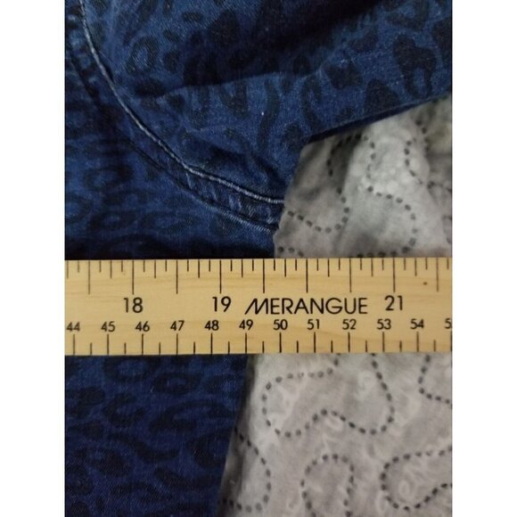 Chicos Cheetah Print Blue Denim Jacket 3/4 Sleeve Size 1 (M/8) - Picture 5 of 6